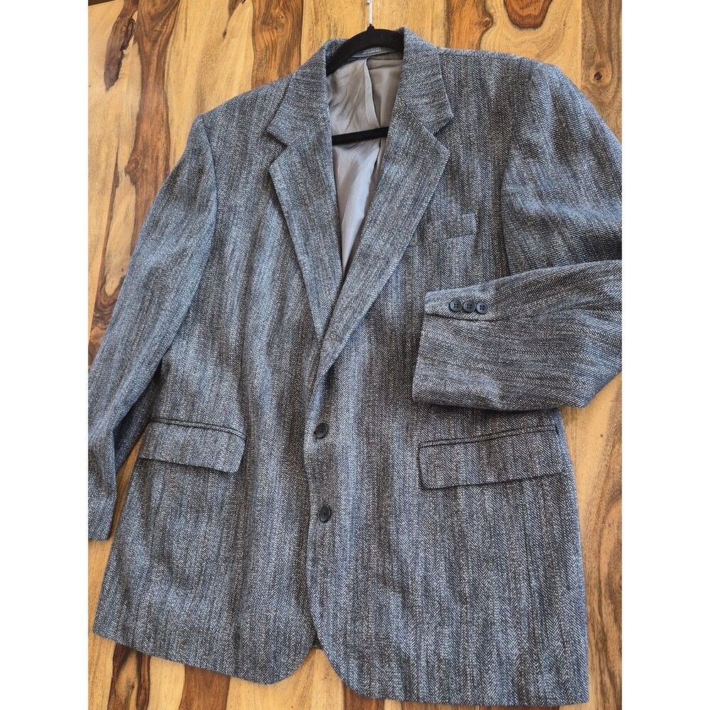Hagger Imperial Vintage Multi Color 100% Wool Two Button Blazer Sz 46L - Picture 14 of 15